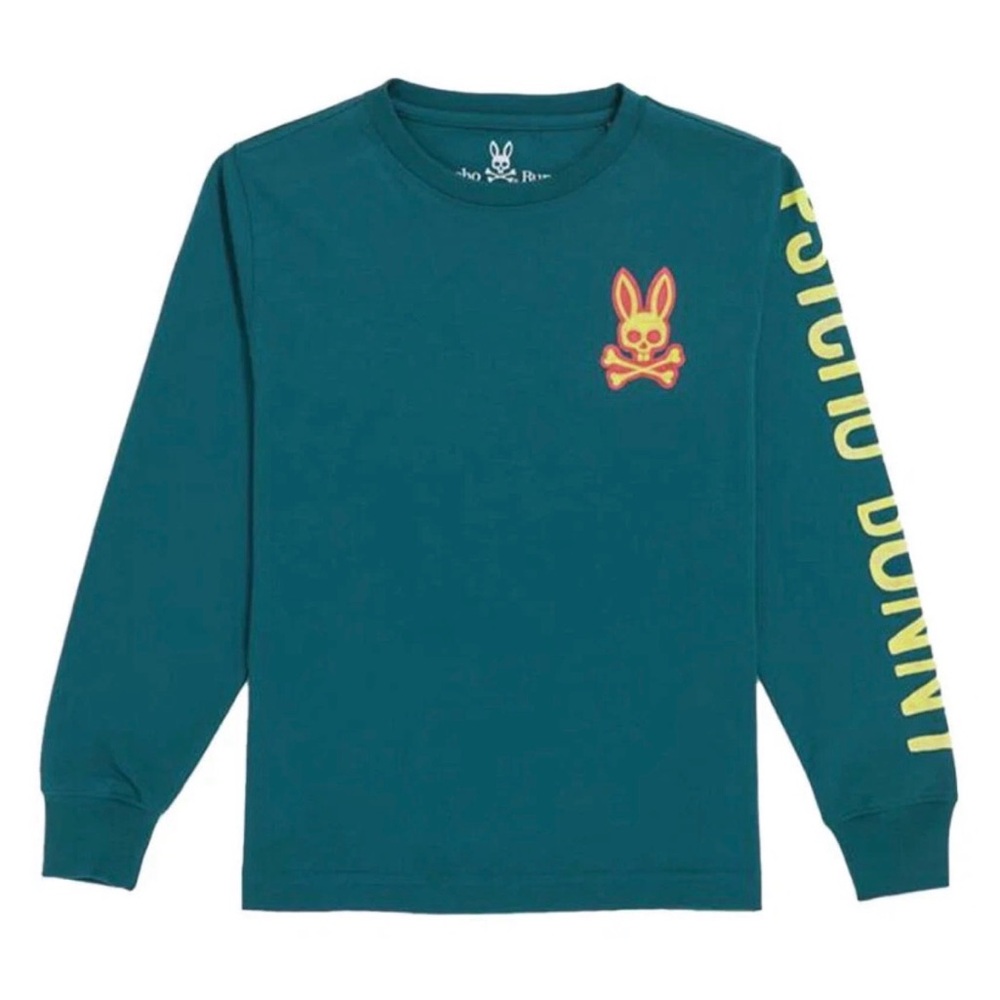 Psycho Bunny Kids Long Sleeve Shirt in Teal XL (18/20)